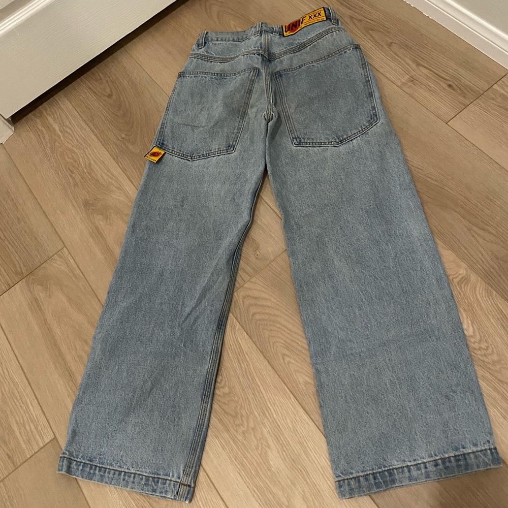 UNIF X Jeans Cargo Carpenter Pants High Waisted Light Blue Washed Denim SIZE 24